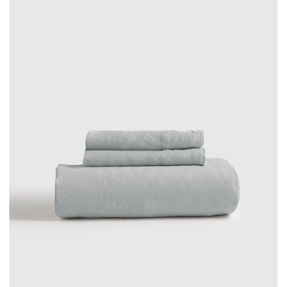 Quince KING European Linen Fitted Sheet Set, Mist MSRP $144